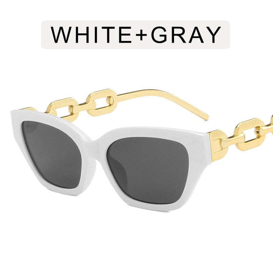 Vintage Cat Eye Sunglasses Women 2022 Trend New Fashion Small Metal Chain Sunglasses Elegant Eyeglasses Fashion Black Shades