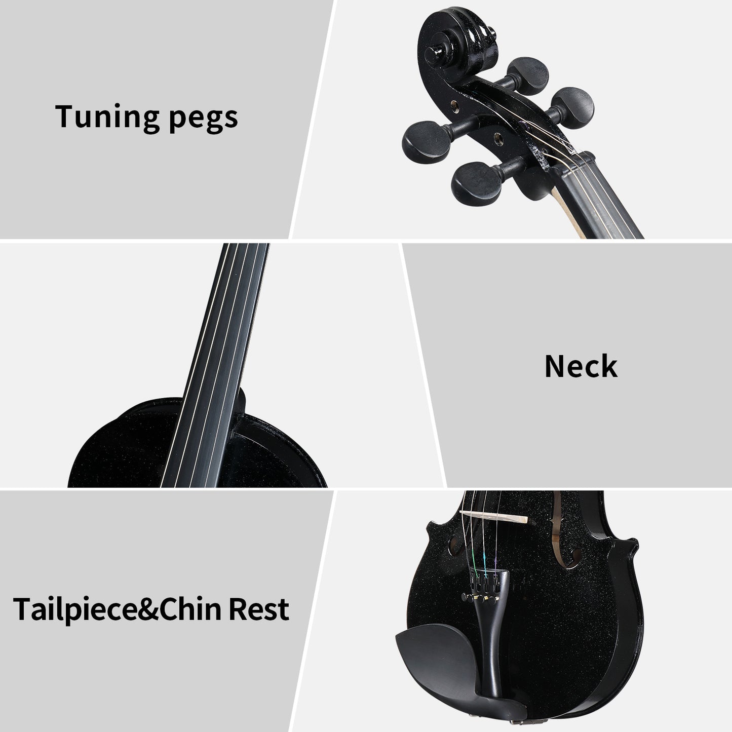 Full Size 4/4 Violin Set for Adults Beginners Students with Hard Case,Violin Bow,Shoulder Rest,Rosin,Extra Strings and Sordine