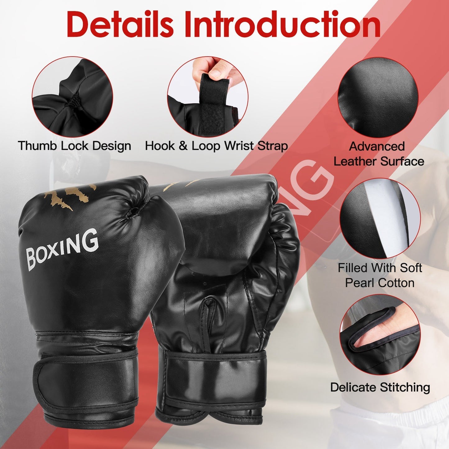 Music Boxing Machine Electronic Wall Target Punching Pad LED Lighted Sandbag Boxing Training Machine Exercise Equipment with Adult Boxing Gloves