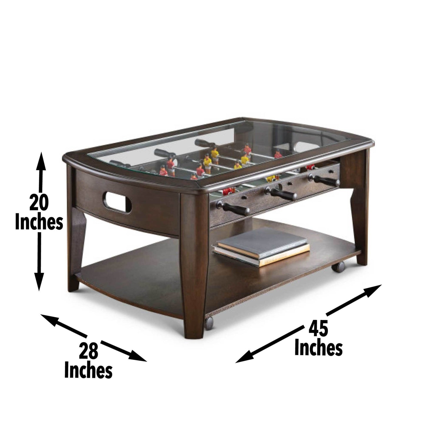 Foosball Cocktail Table - Tempered Glass Insert, Locking Casters, Fully Operational Game - Fun Addition to Game or Living Room