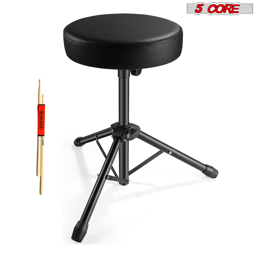 5 Core Drum Throne Height Adjustable Guitar Stool Thick Padded Memory Foam DJ Chair Seat with Anti Slip Feet Multipurpose Musician Chair for Adults and Kids Drummer Cello Guitar Player - DS 01 BLK