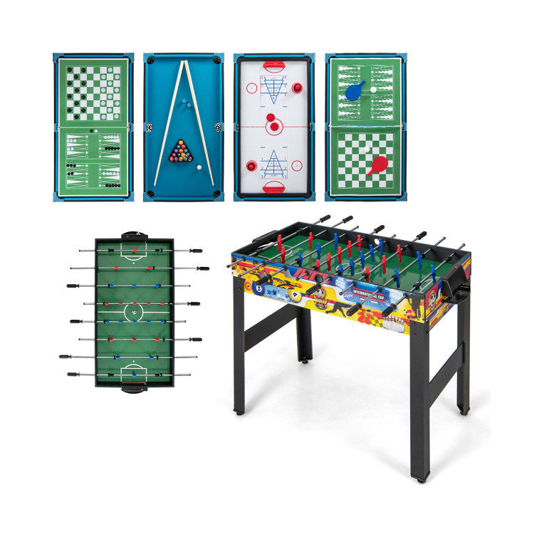 12-in-1 Game Table - Foosball Air Hockey Pool Chess & Ping Pong