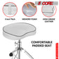 5 Core Drum Throne Saddle White Heavy Duty Height Adjustable Padded Comfortable Drum Stool Seat Chair Style with Double Braced Anti-Slip Feet & Two Drumsticks for Adults Drummers - DS CH WH SDL HD