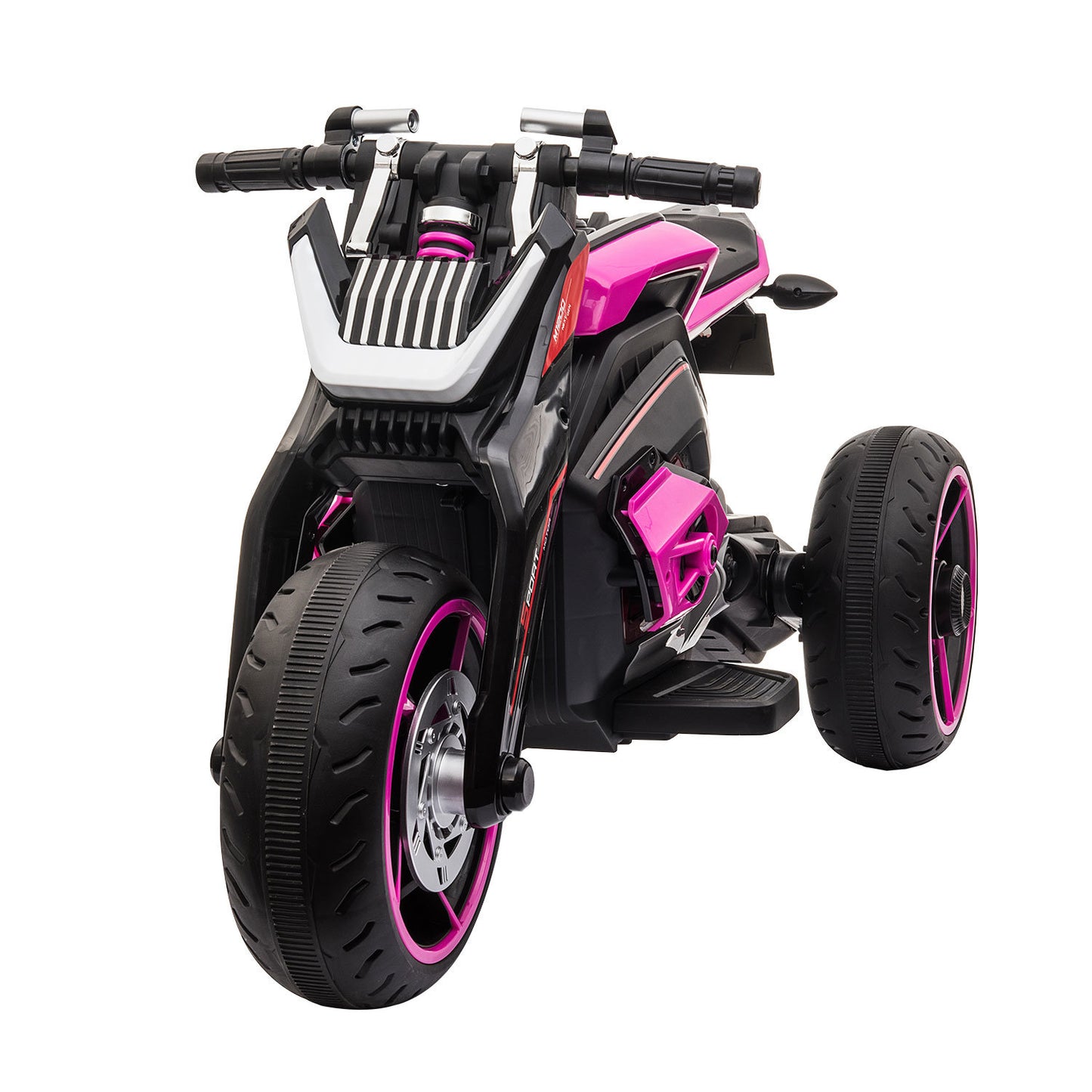 12V Three-wheel Ride On Motorcycle, Kids Electric Motorbike with Horns, LED Lights, Gift for Kids 3-8 Years,Rosy