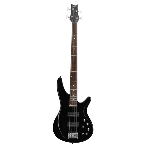 Glarry 44 Inch GIB 4 String H-H Pickup Laurel Wood Fingerboard Electric Bass Guitar with Bag and other Accessories Black