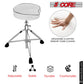 5 Core Drum Throne Saddle White Heavy Duty Height Adjustable Padded Comfortable Drum Stool Seat Chair Style with Double Braced Anti-Slip Feet & Two Drumsticks for Adults Drummers - DS CH WH SDL HD