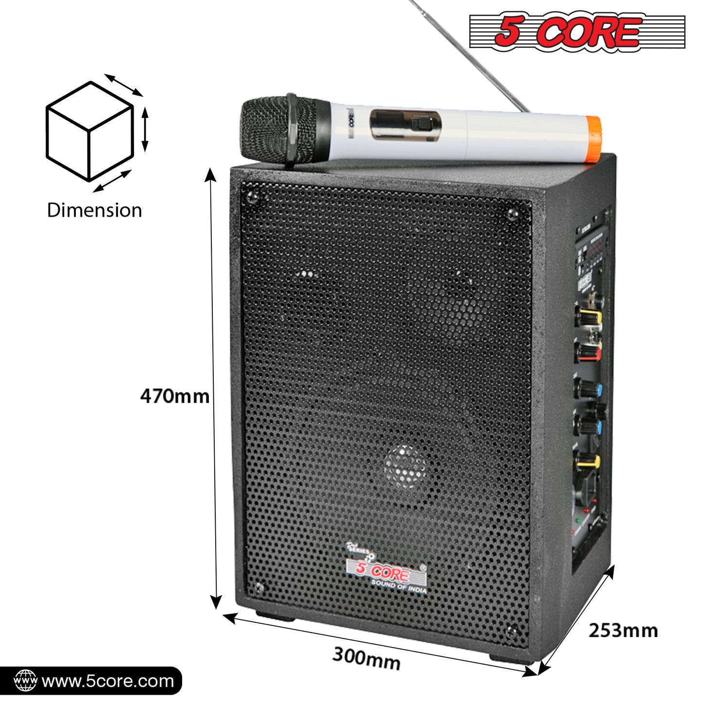 5 Core PA Speaker 40W Portable PA System w Wireless Mic Small Rechargeable Public Speaking Machine -  PDJ-2006BT