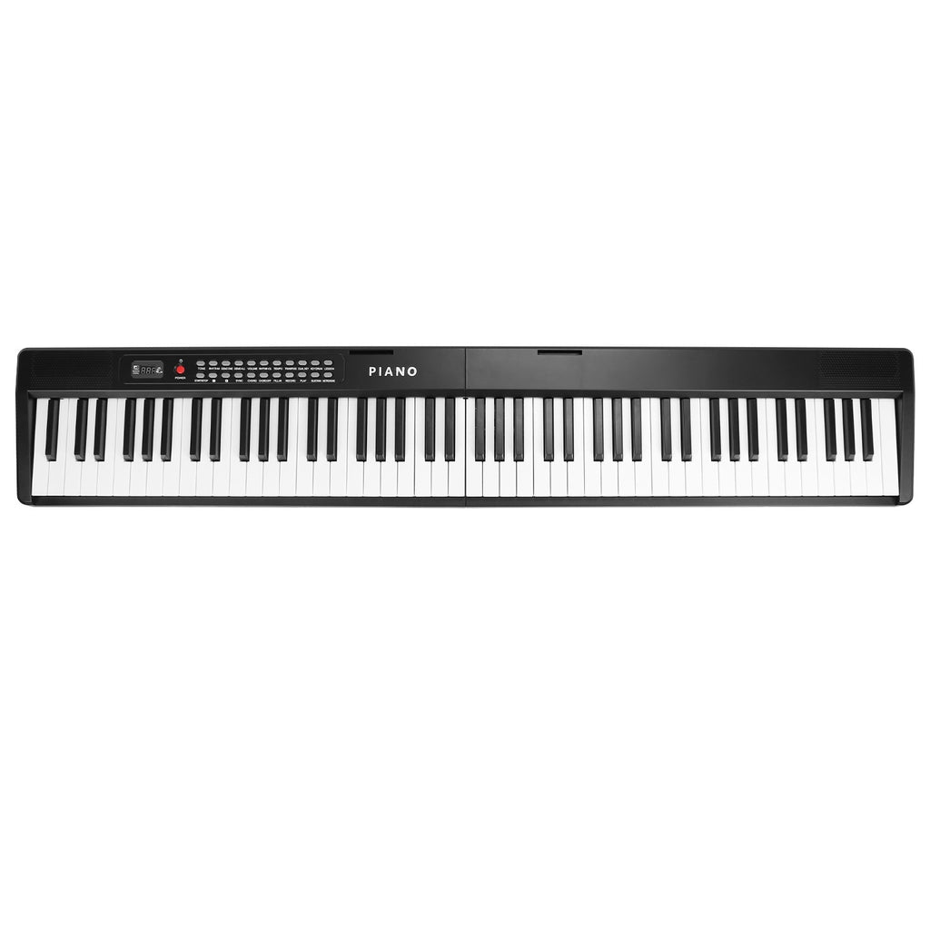 Folding Piano Keyboard 88 Keys Foldable Full Size Semi Weighted Piano Digital Electronic Piano with LCD Screen Carry Bag Mic Sheet Music Stand Sticker for Beginners Kids