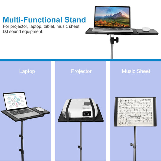 Projector Tripod Stand Folding Laptop Stand w/ Height Tilt Adjustment Portable DJ Equipment Holder Mount Elevator For Stage Studio Home Office