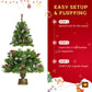 Pre-lit Xmas Tree Artificial Christmas 4-Piece Set,Garland, Wreath and Set of 2 Entrance Trees X-mas