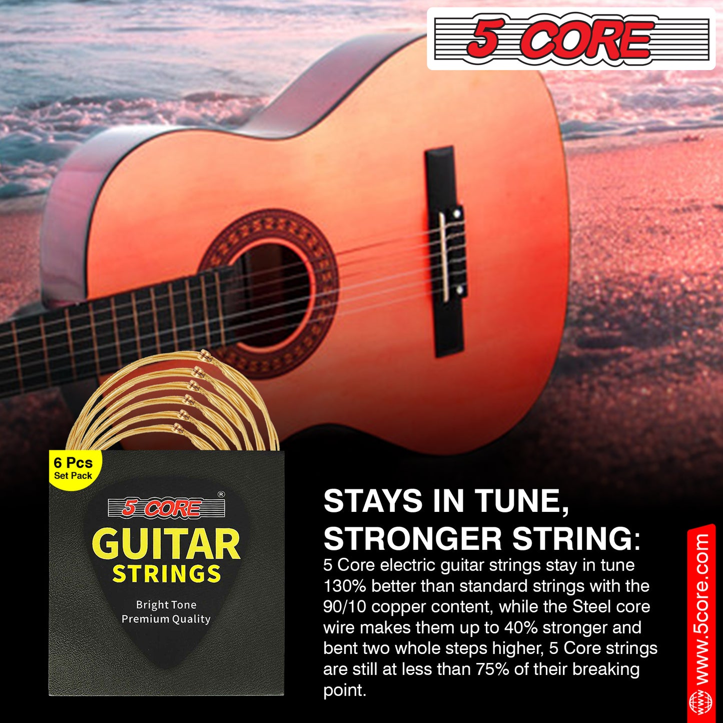 5 Core Guitar Strings Acoustic Pure Phosphor Bronze Guitar Strings .010-.048 Best Guitar Strings Acoustic 6 String set GS AC BZ