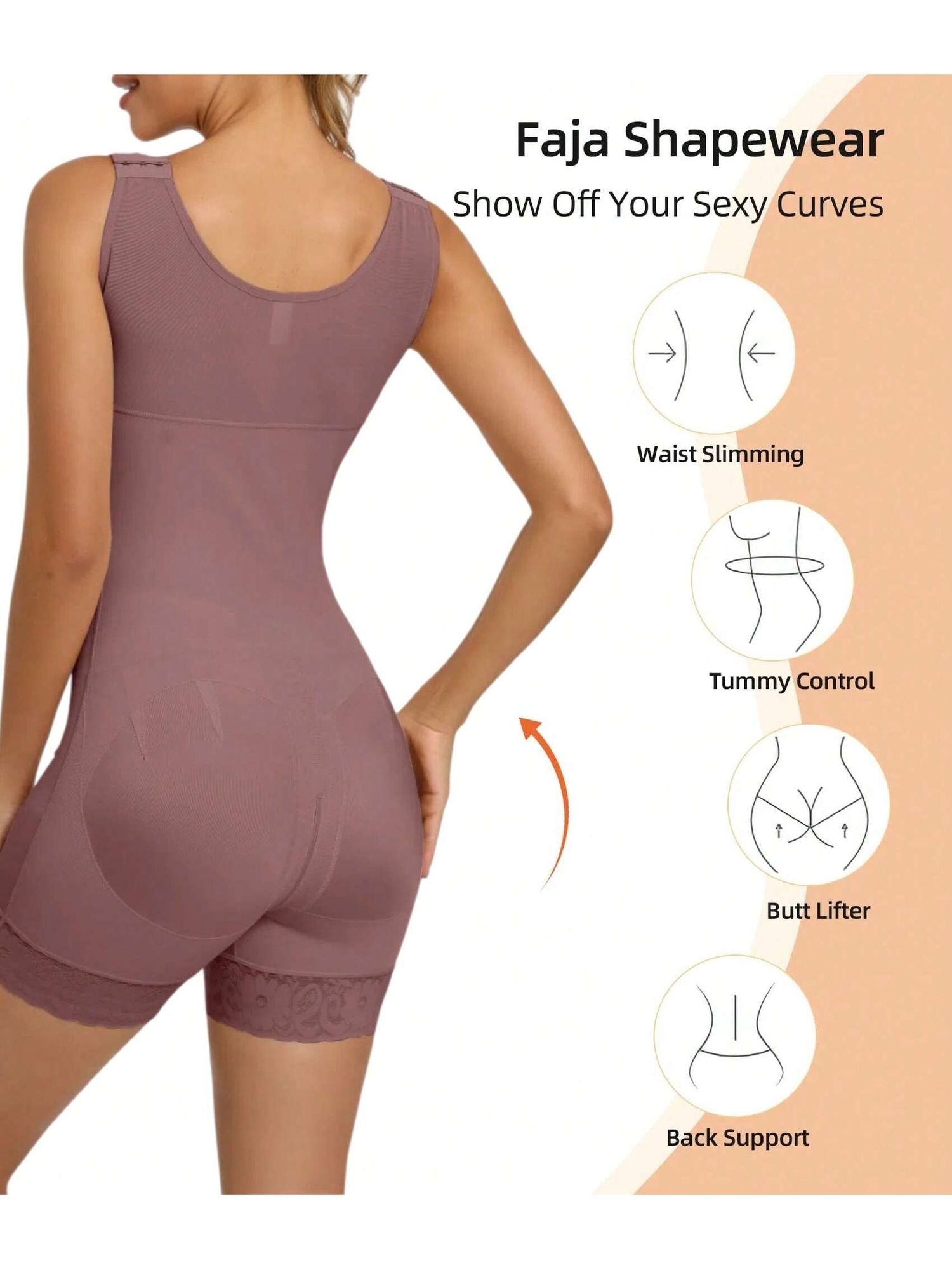 Fasjrixa Fajas Colombianas Full Body Shaper with Zipper Cnasti Strings and Thangs