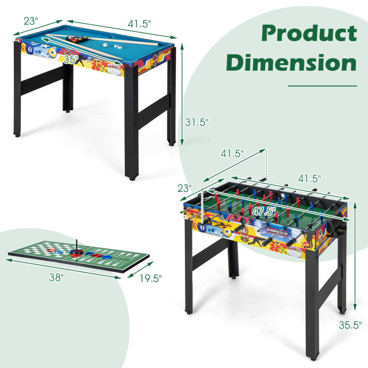 12-in-1 Game Table - Foosball Air Hockey Pool Chess & Ping Pong