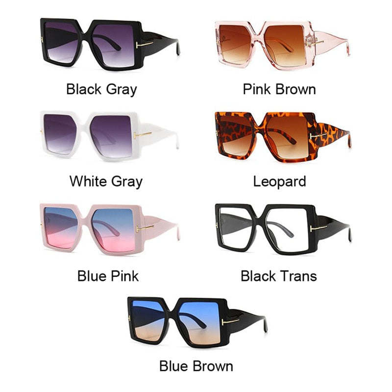 Luxury Square Sunglasses Women Men Retro Brand Designer Plastic Frame Oversized Sun Glasses Female Grandient Shades Oculos