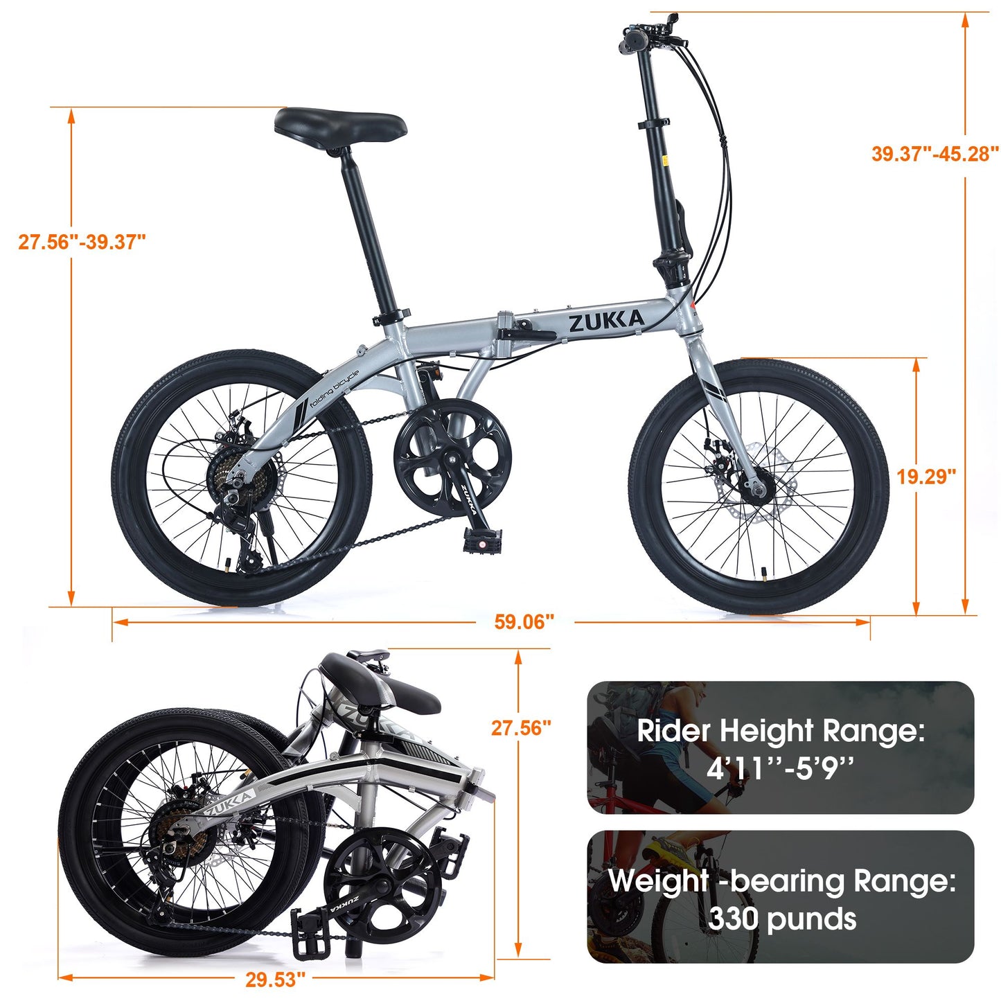 20" Folding City Bike Aluminum Frame 7 Speed Folding Bike