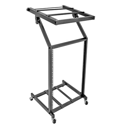 5 Core 16U Professional Rack Mount Stand DJ Mixer Case Studio Equipment Adjustable Stage Cart with Wheels Music Party Show Black RACK STAND 16U