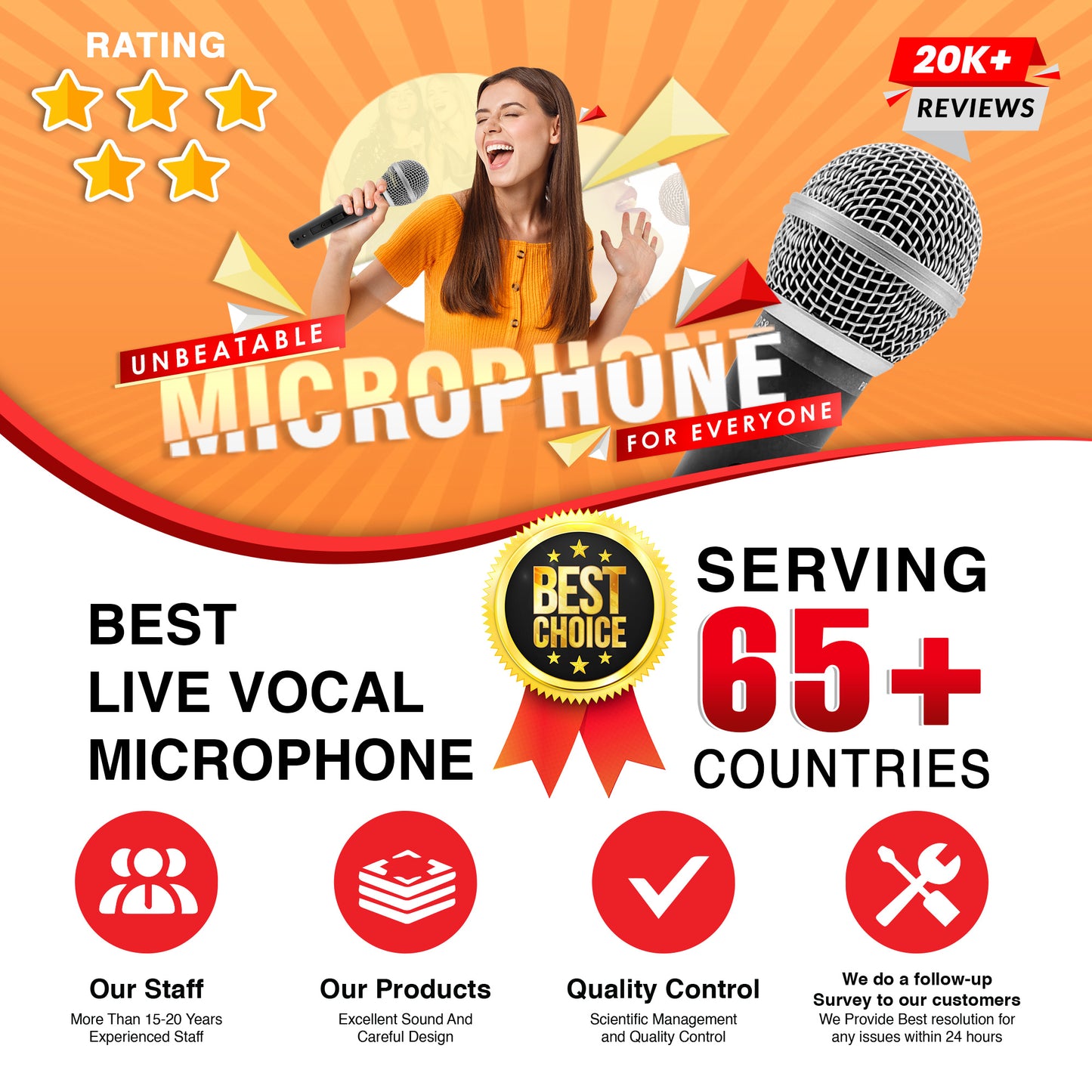 5 Core Premium Vocal Dynamic Cardioid Handheld Microphone Neodymium Magnet Unidirectional Mic; 16ft Detachable XLR Deluxe Cable to ? Audio Jack; Mic Clip; On/Off Switch for Karaoke Singing ND-58