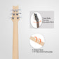 Glarry 44 Inch GIB 6 String H-H Pickup Laurel Wood Fingerboard Electric Bass Guitar with Bag and other Accessories White