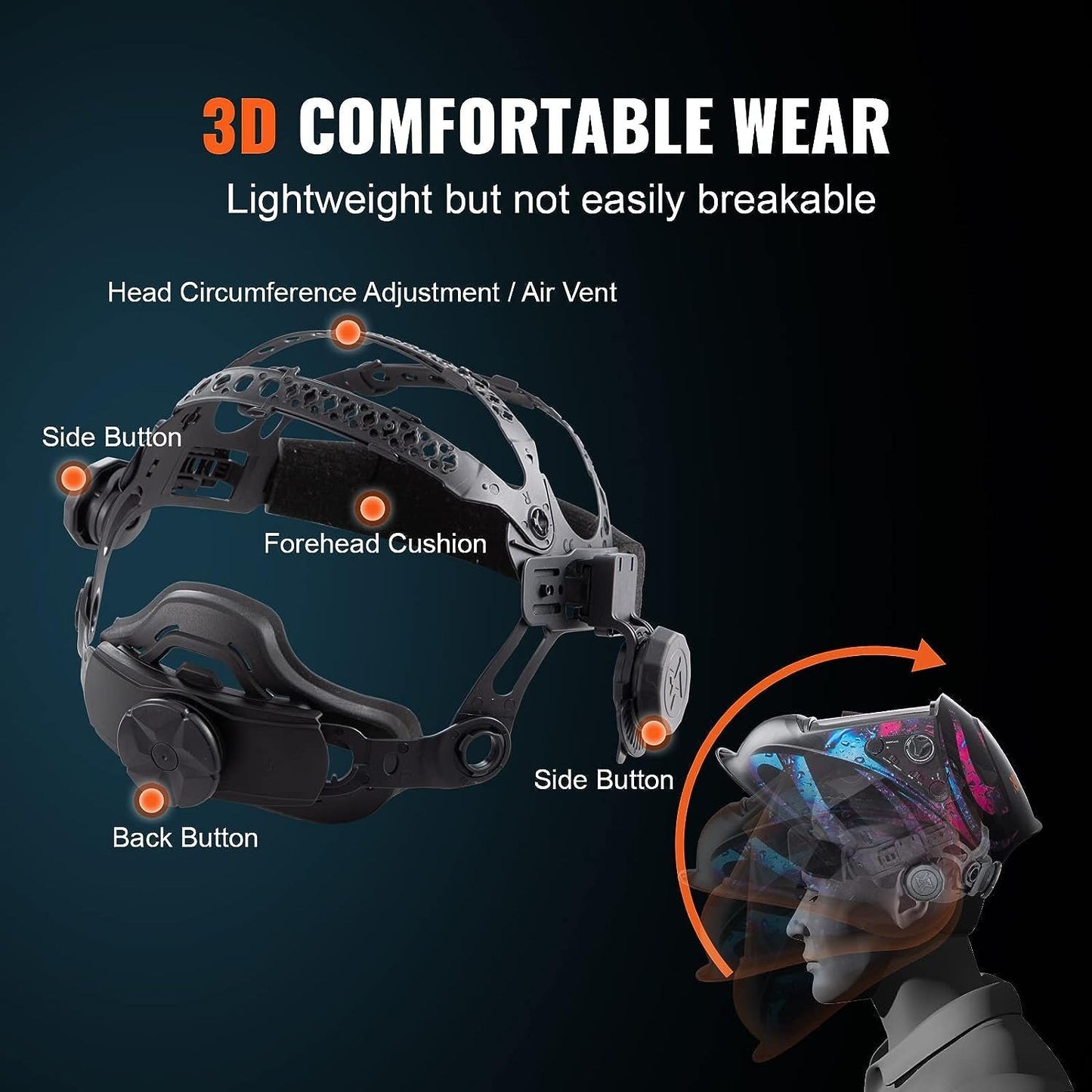 VEVOR True Color Solar Powered Auto Darkening Welding Helmet, 4 Arc Sensor Wide Shade 5-8/9-13 for TIG MIG ARC Welding Hood Mask