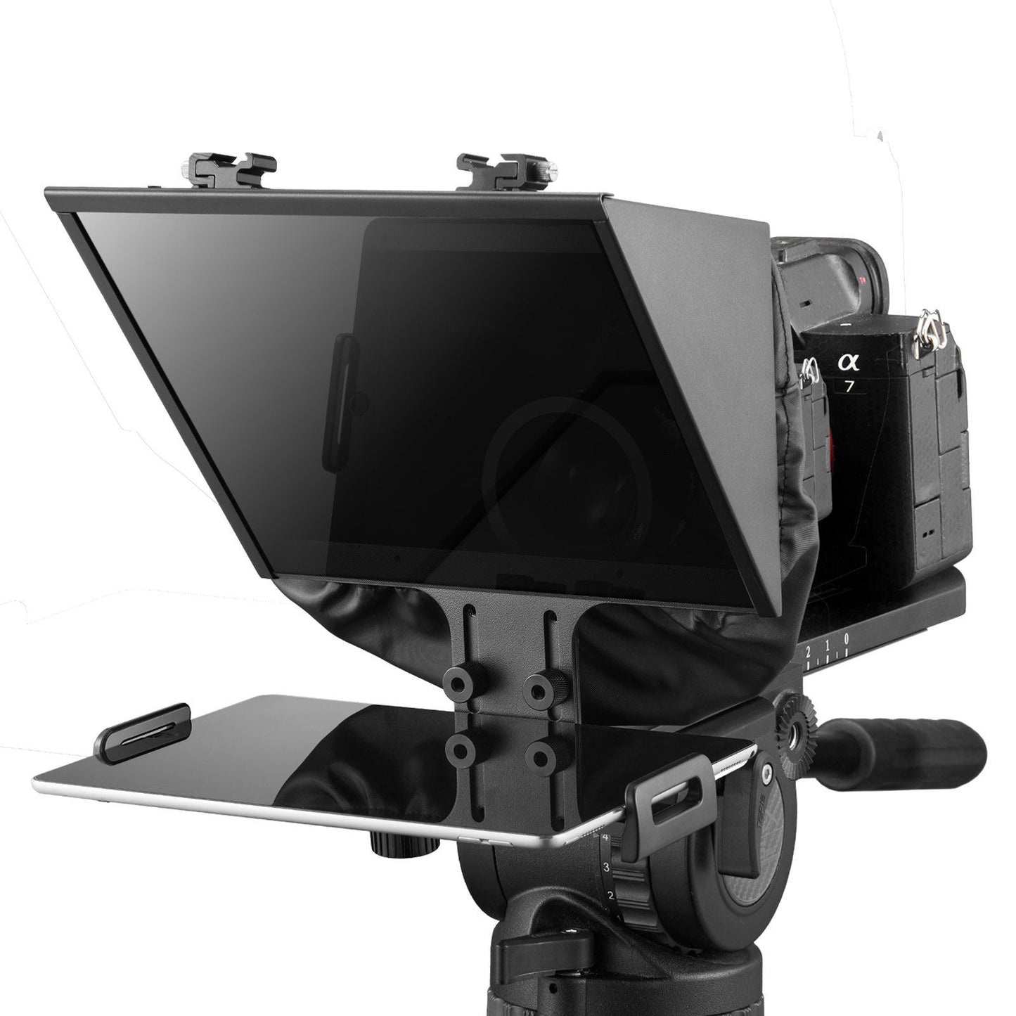 13'' Floor Type Teleprompter Remote for Webcam Smartphone Live Streaming