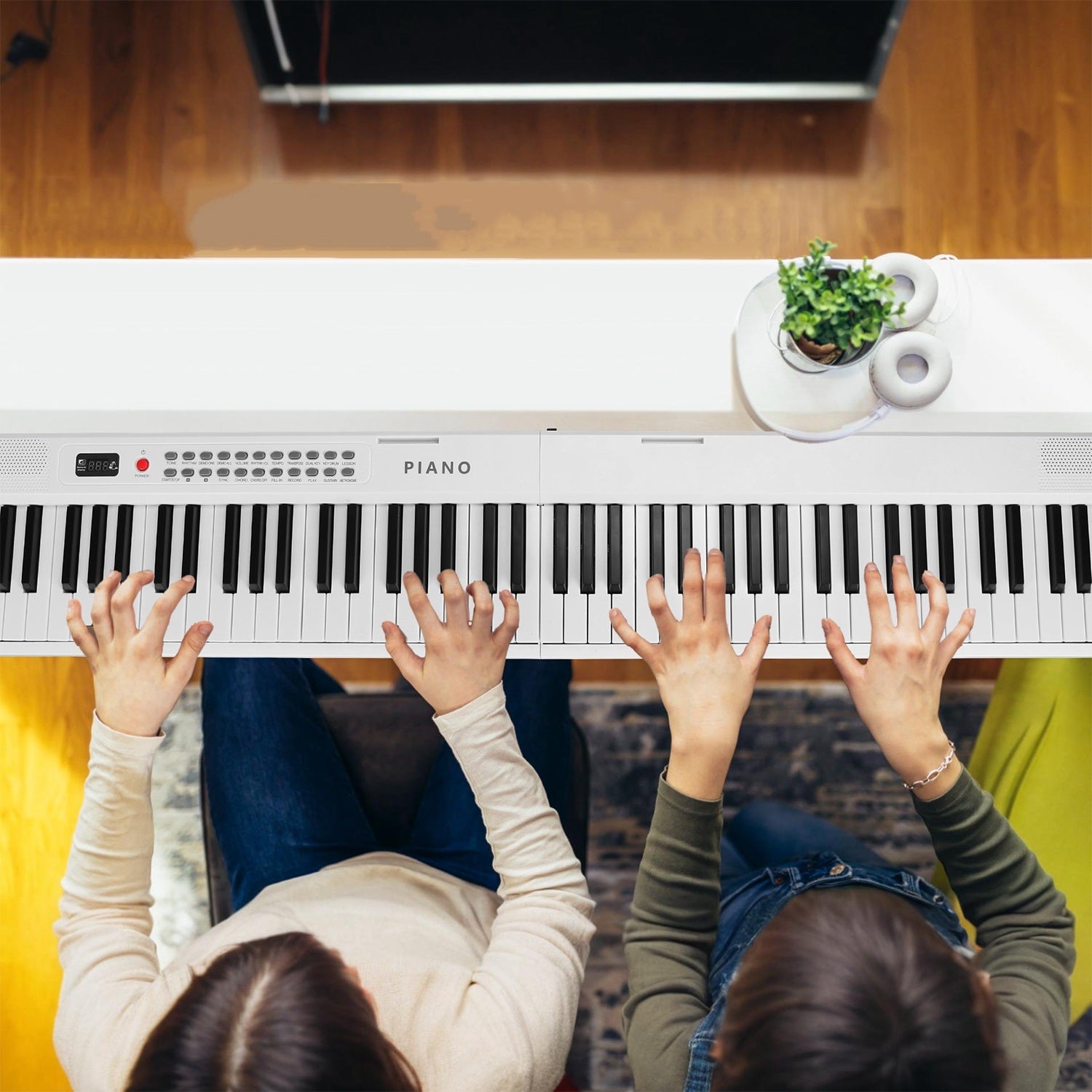 Folding Piano Keyboard 88 Keys Foldable Full Size Semi Weighted Piano Digital Electronic Piano with LCD Screen Carry Bag Mic Sheet Music Stand Sticker for Beginners Kids