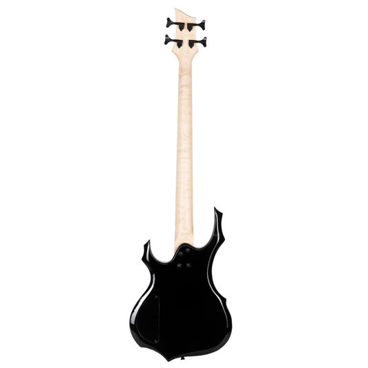 Full Size Glarry 4 String Burning Fire enclosed H-H Pickup Electric Bass Guitar with 20W Amplifier Bag Strap Connector Wrench Tool Black