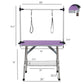 46" Folding Dog Pet Grooming Table Stainless Steel Frame Rubber Mat on Board with Adjustable Arm and Clamps pet dog Cat Grooming Table (PURPLE COLOR)