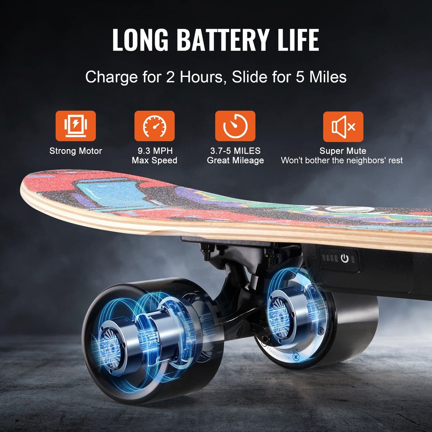 VEVOR Electric Longboard Skateboard with Control 5 Miles Range for Adults Kids