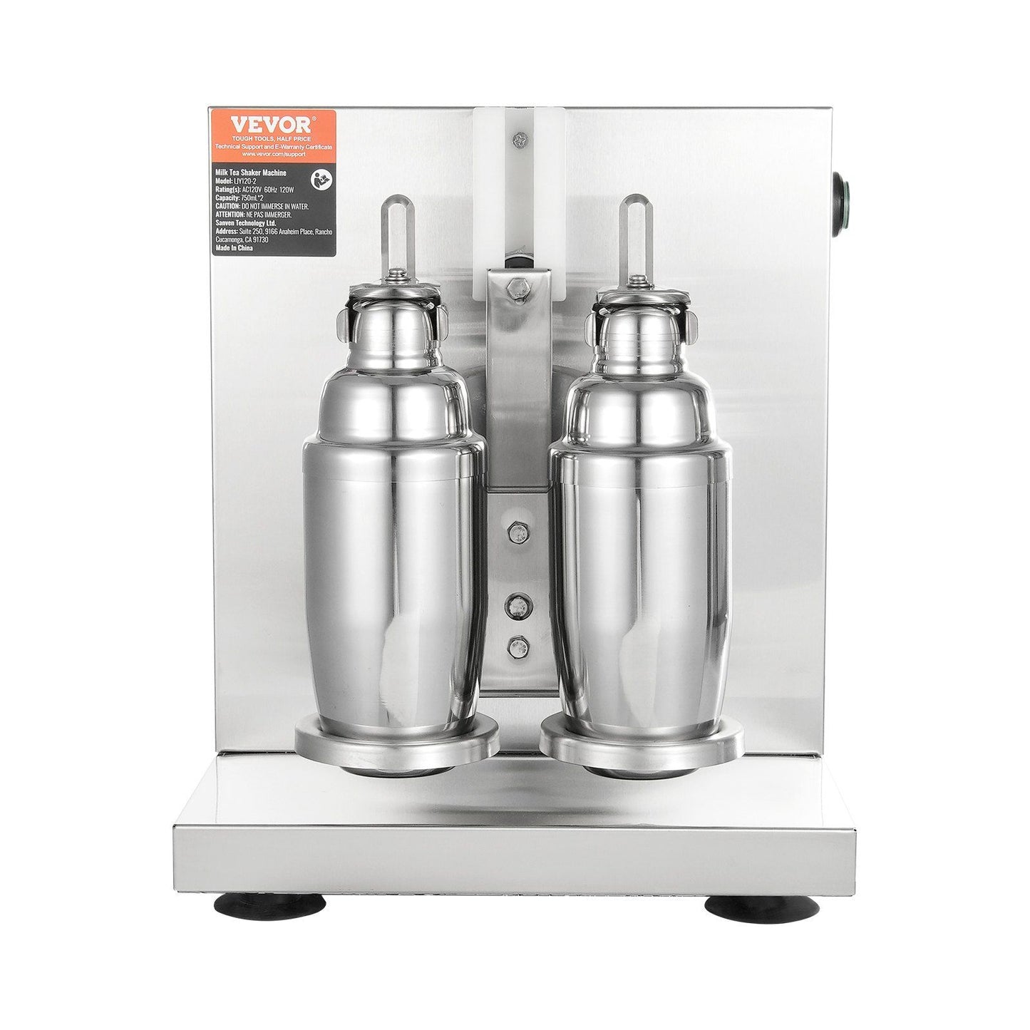 VEVOR Milkshake Maker Machine, 120W Commercial Milk Tea Shaker Machine, Double Head Milk Shake Mixer Machine, 0-180s Adjustable Milkshake Blender, with 750 ml Stainless Steel Cup, for Milk Tea Store