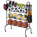 VEVOR Basketball Rack, 4-Layers Rolling Basketball Shooting Training Stand, Sports Equipment Storage Organizer with Wheels, Hooks and Baskets, Garage Ball Storage Holder for Football Soccer Volleyball