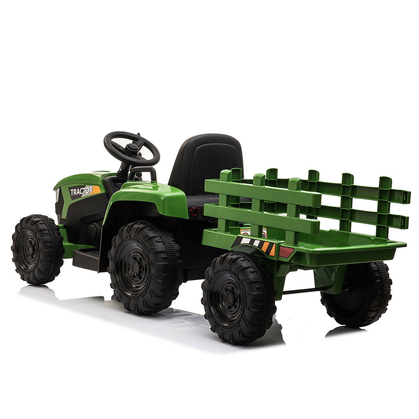 12V Kids Ride On Tractor with Trailer, Battery Powered Electric Car w/ Music, USB, Music, LED Lights, Vehicle Toy for 3 to 6 Ages, Dark Green