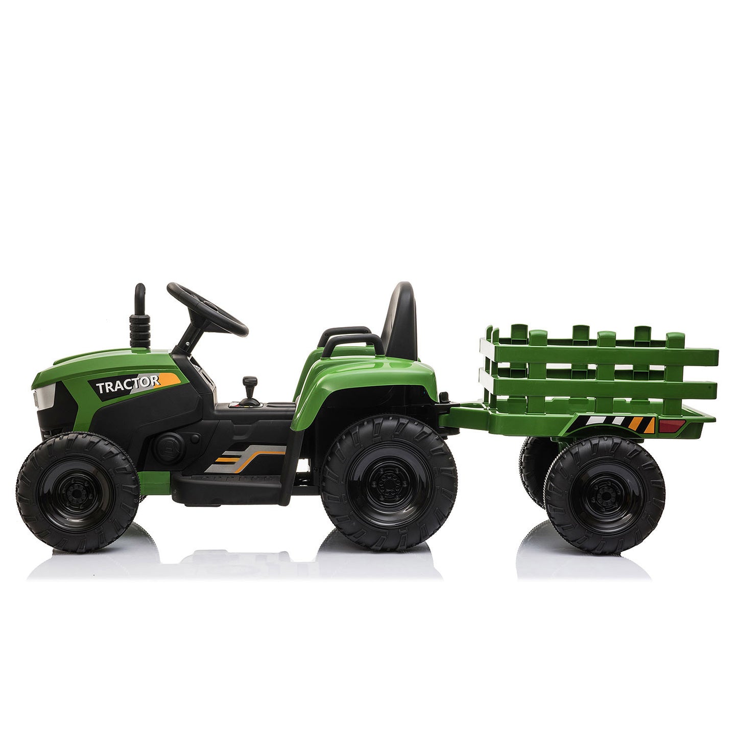 12V Kids Ride On Tractor with Trailer, Battery Powered Electric Car w/ Music, USB, Music, LED Lights, Vehicle Toy for 3 to 6 Ages, Dark Green