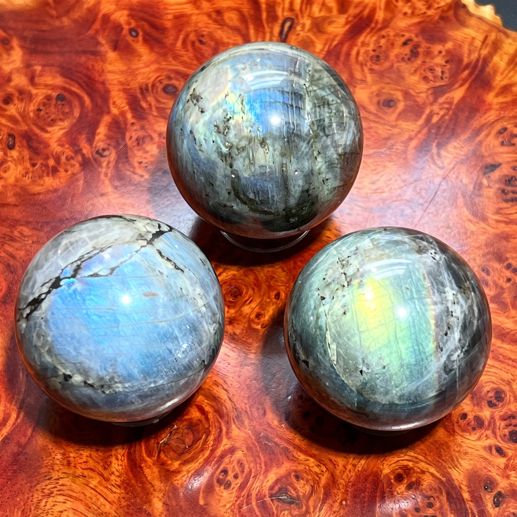 Flashy Labradorite Spheres (50-60mm)  Carving Amazing Crystals