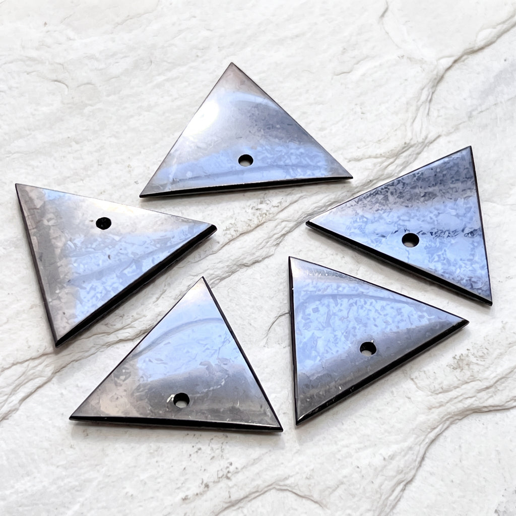 Black Shungite Triangle Drilled Beads Pendant Gemstone Jewelry Necklace Supply Amazing Crystals