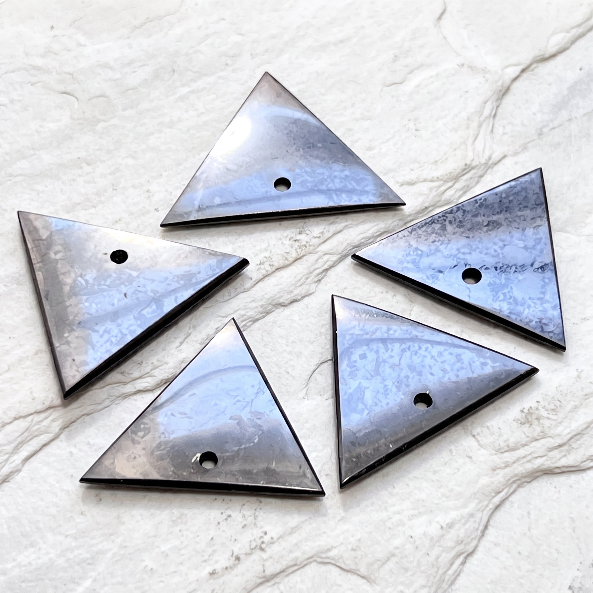 Black Shungite Triangle Drilled Beads Pendant Gemstone Jewelry Necklace Supply Amazing Crystals