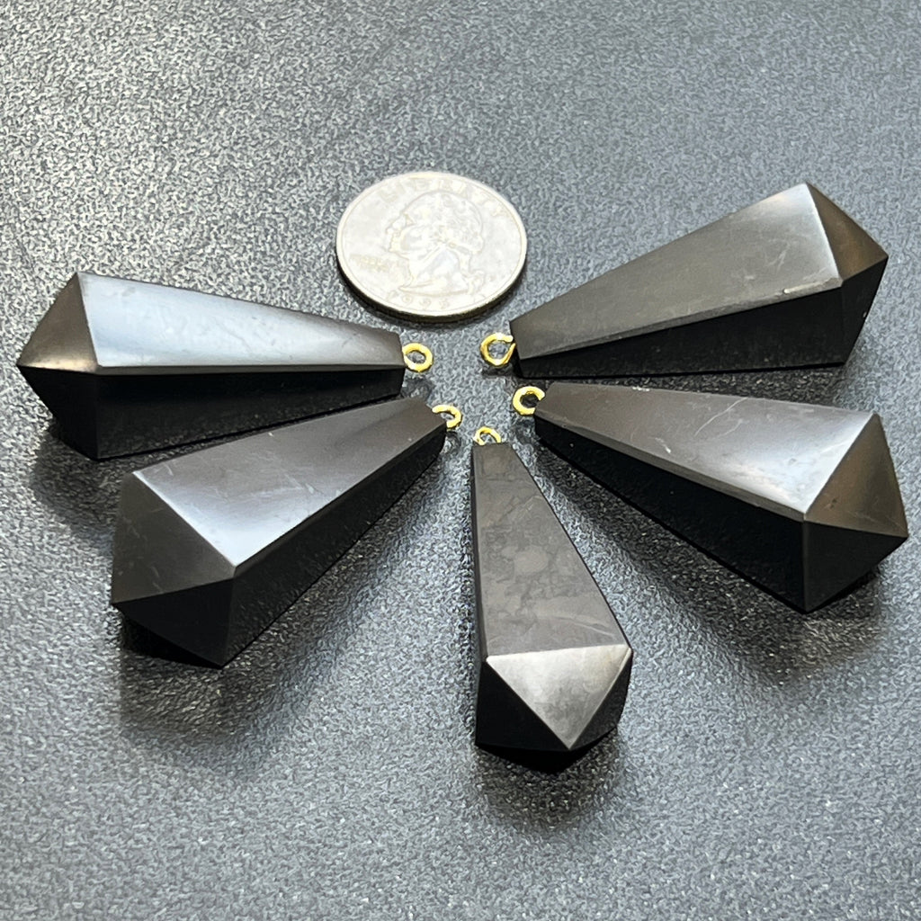 Black Shungite Pendulum Crystal Point Pendant Amazing Crystals