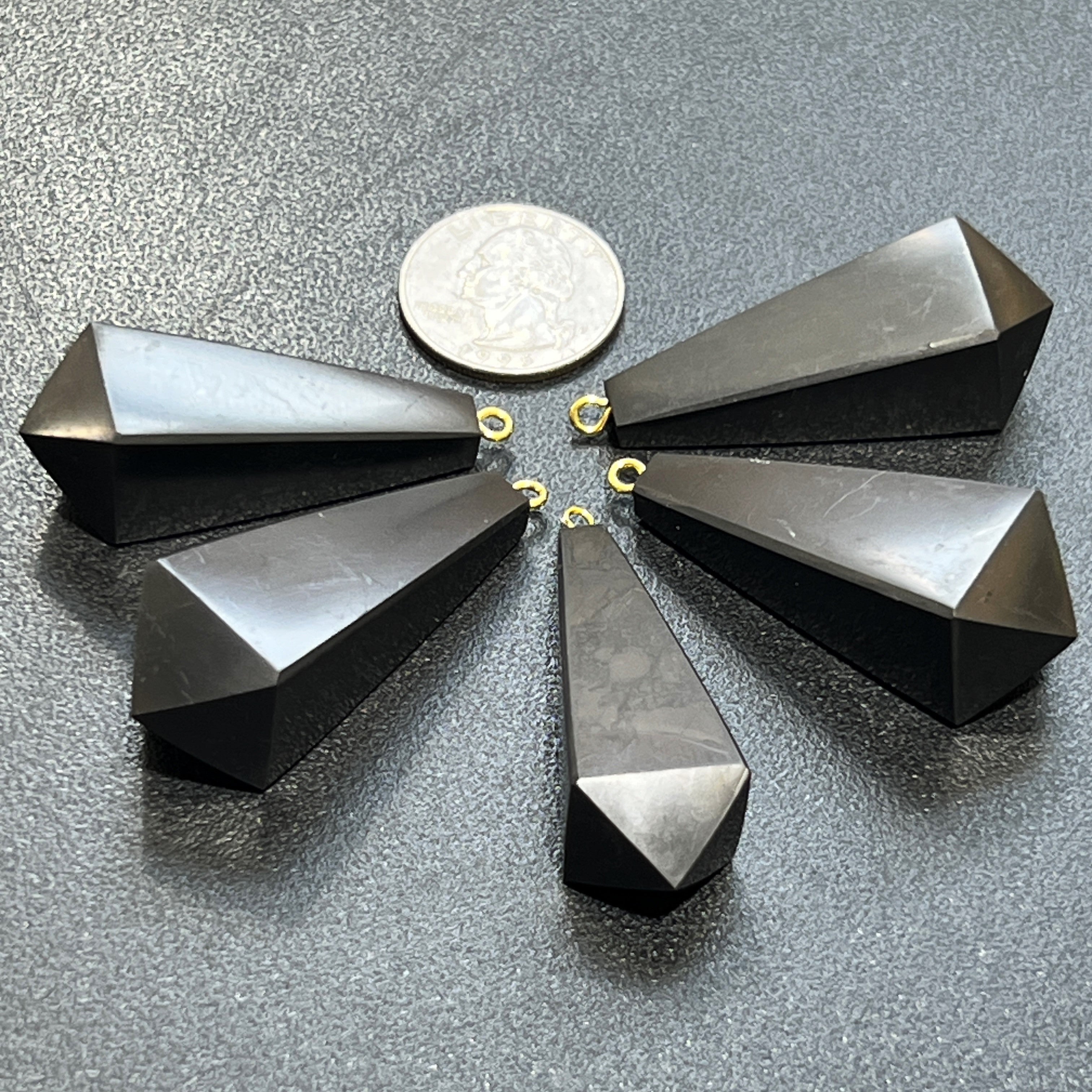 Black Shungite Pendulum Crystal Point Pendant Amazing Crystals
