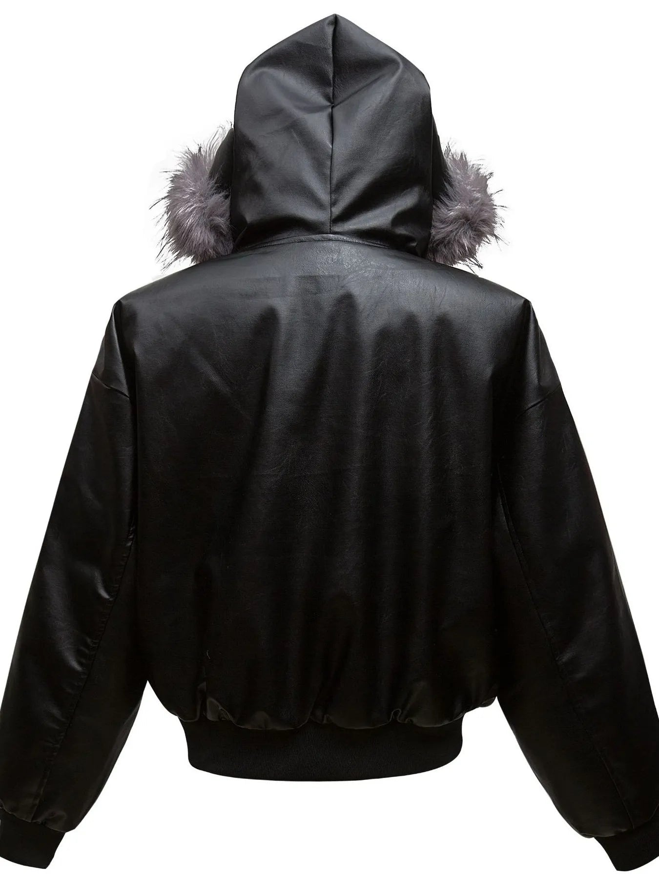 Men's Leather Bomber Jacket with Faux Fur Hood NicholesGifts