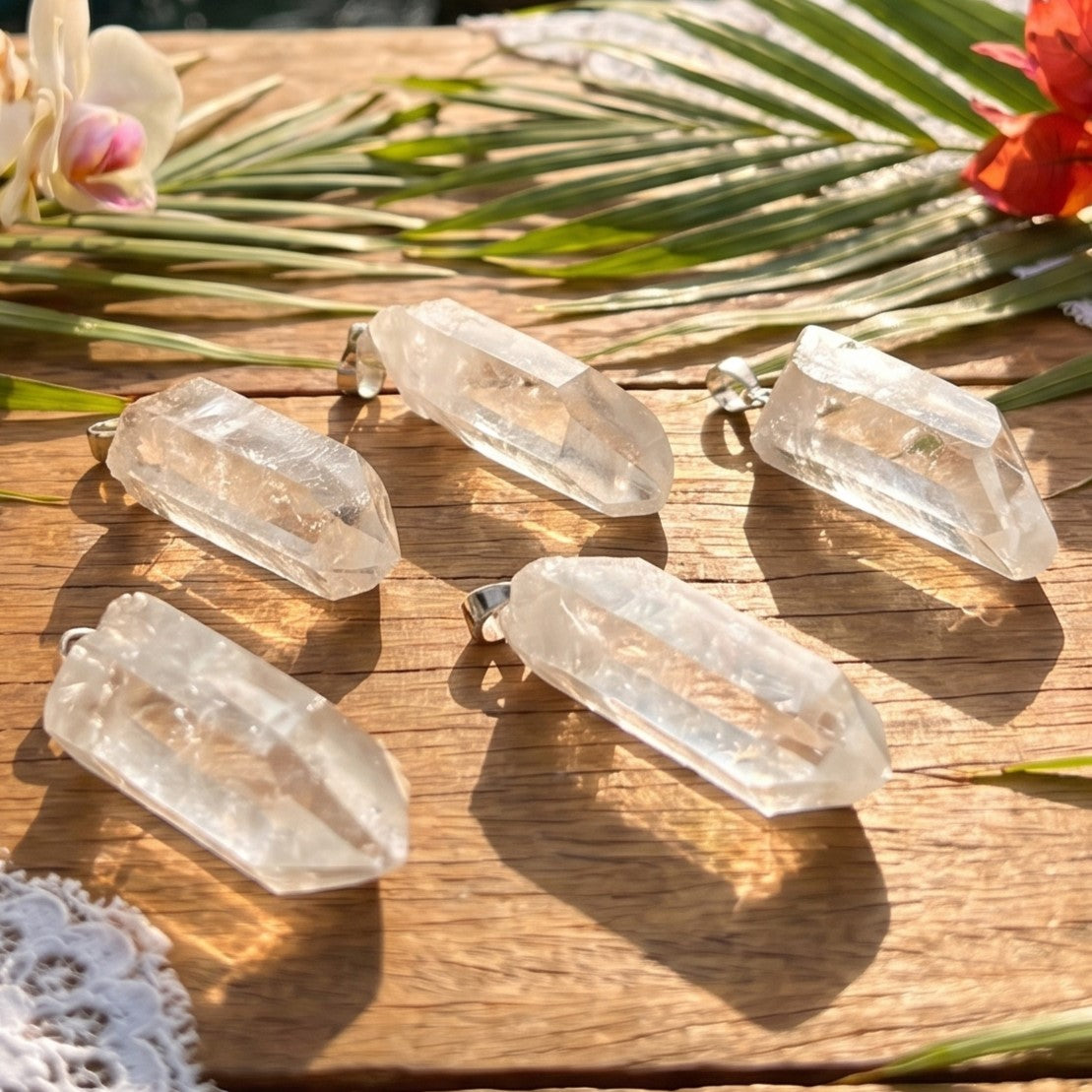 Raw Quartz Crystal Pendant Rough Clear Point (Silver Bail) Amazing Crystals
