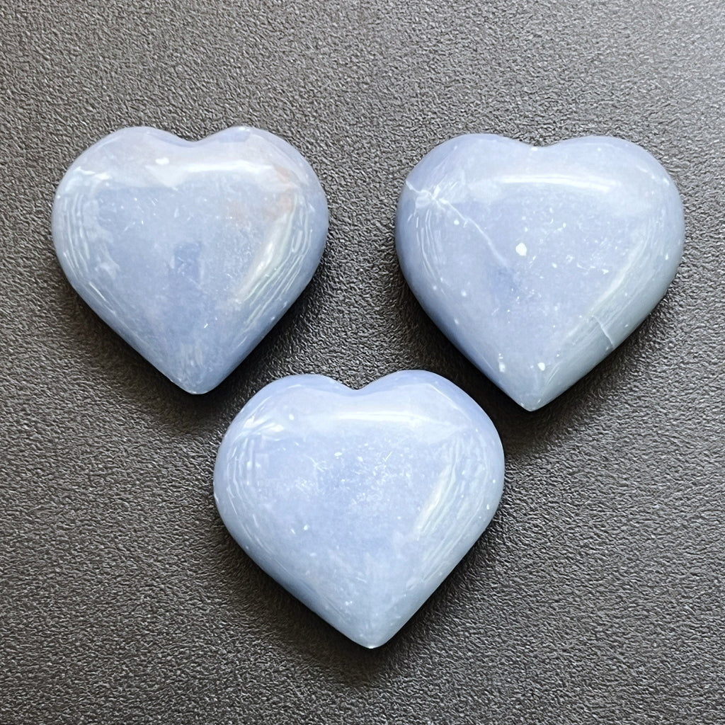 Blue Angelite Crystal Puffy Heart Carving Amazing Crystals