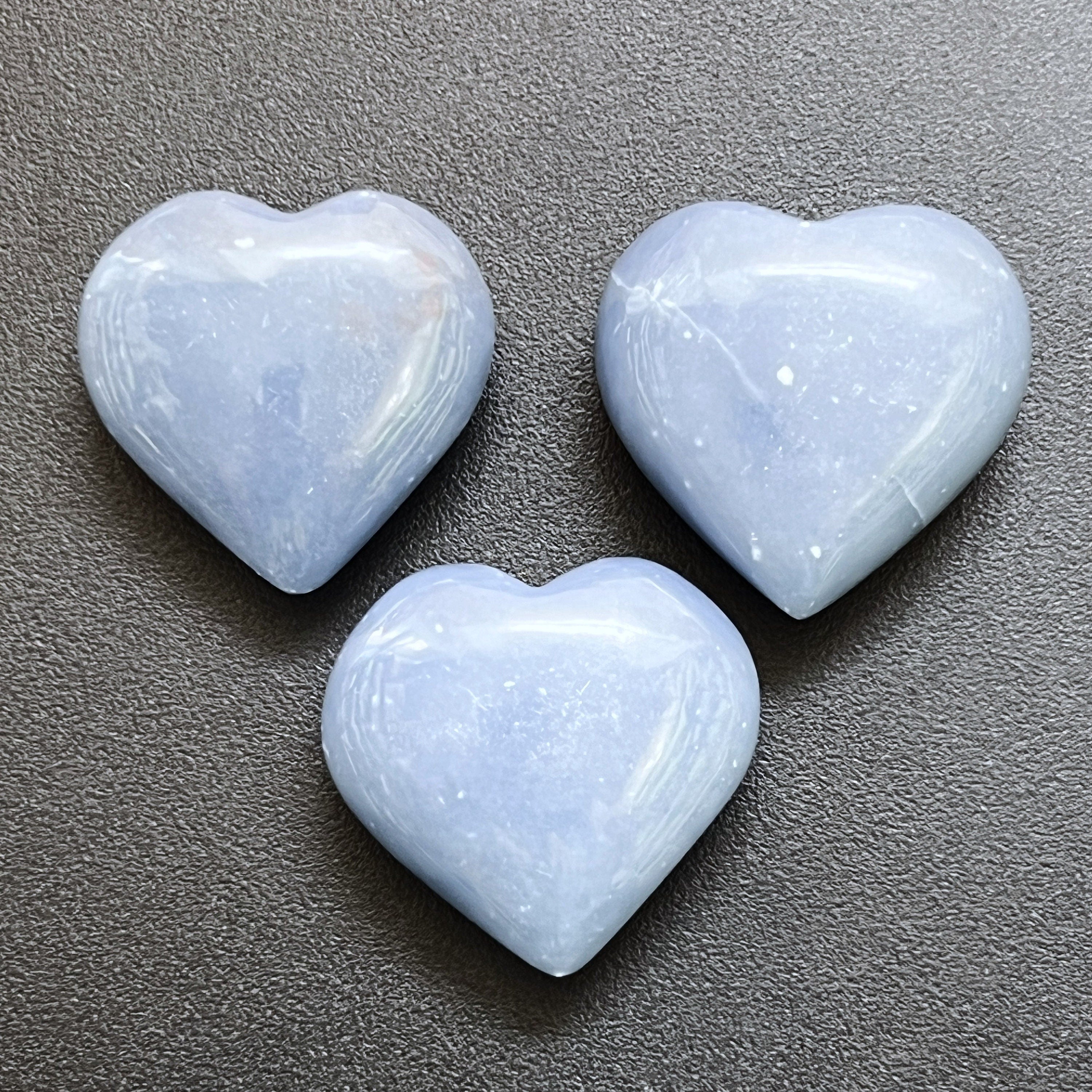 Blue Angelite Crystal Puffy Heart Carving Amazing Crystals
