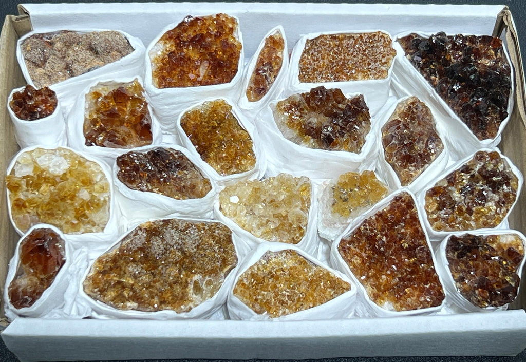 Citrine Druzy Crystal Cluster Wholesale Box Flat Amazing Crystals