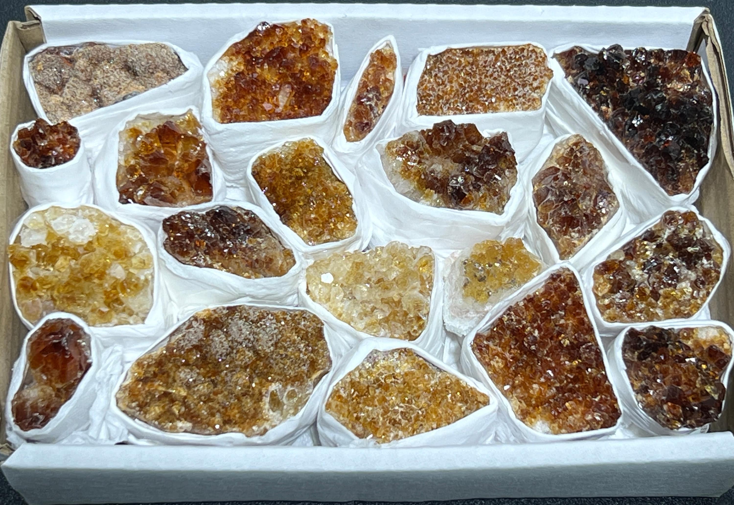 Citrine Druzy Crystal Cluster Wholesale Box Flat Amazing Crystals