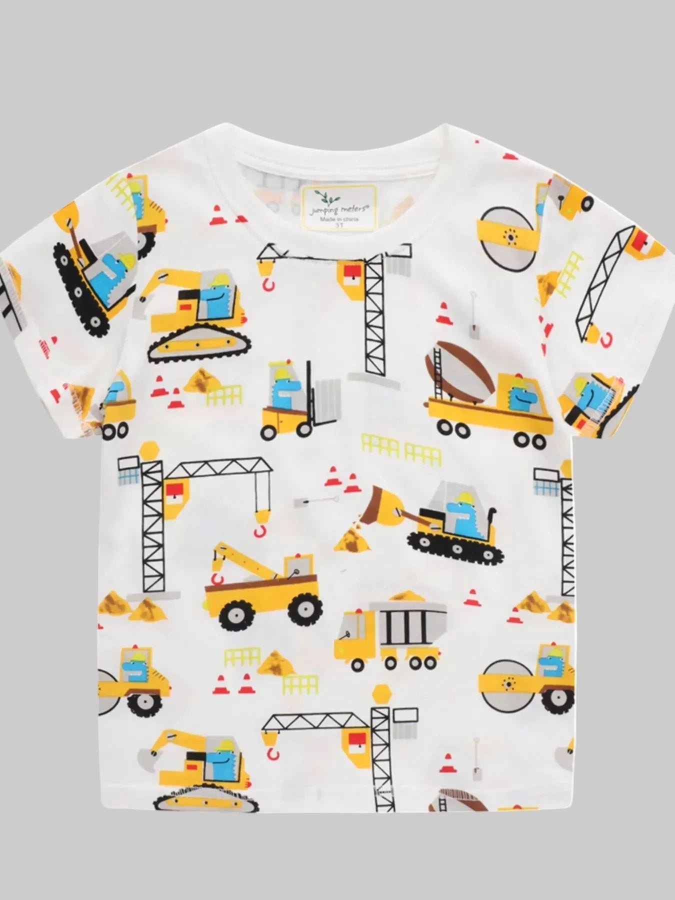 Toddler Boys Construction Vehicle Print Crew Neck Short Sleeve T-Shirt NicholesGifts