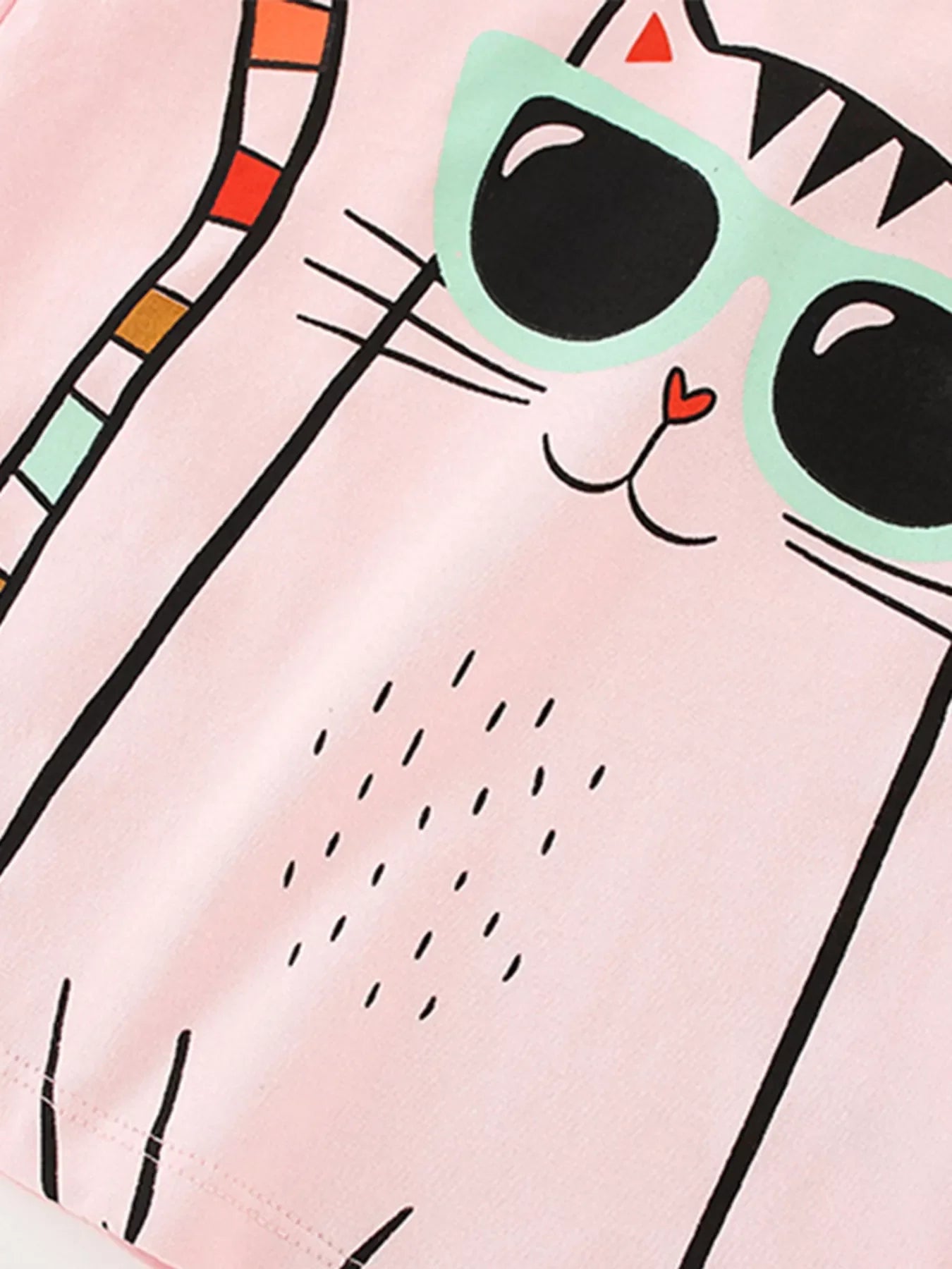 Girls and Toddler Girls Cat Graphic Short Sleeve T-Shirt NicholesGifts