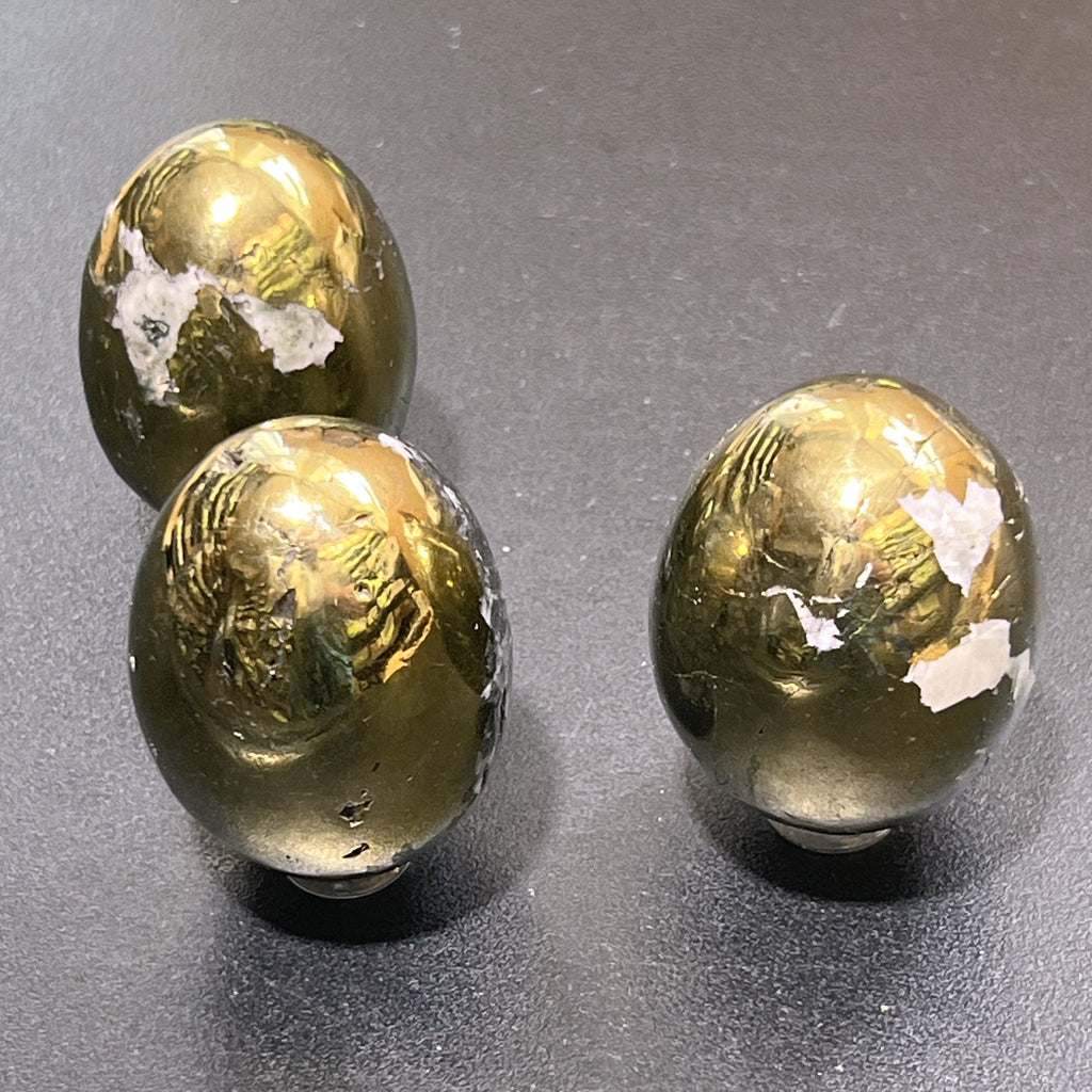 Chalcopyrite Golden Eggs Polished Gemstone Décor Carving Supply Gold Amazing Crystals