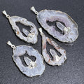 Oco Geode Druzy with Quartz Crystal Point Pendant (Silver Plated) Wholesale Amazing Crystals