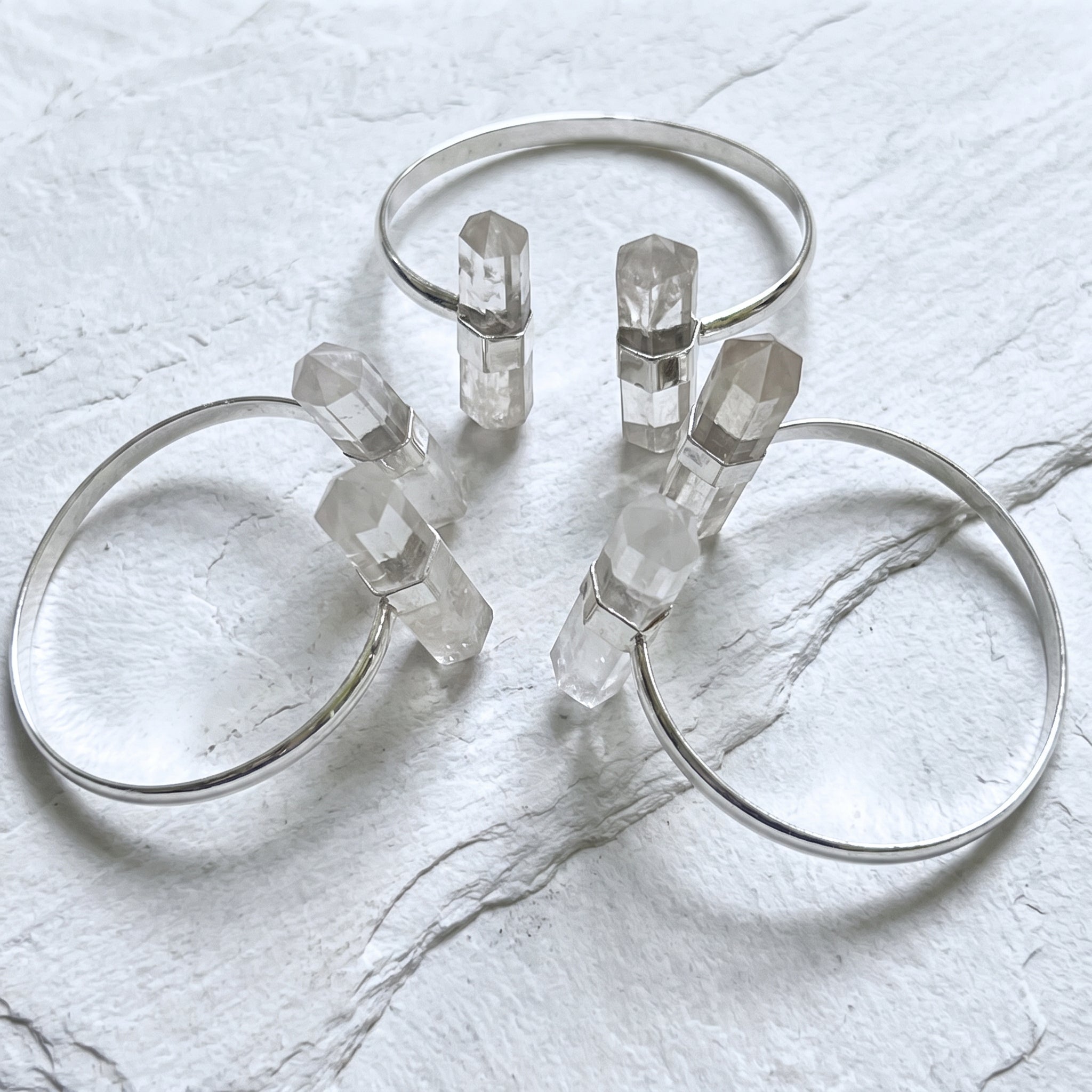 Quartz Crystal Point Adjustable Cuff Bangle Bracelet (Silver Plated) Amazing Crystals
