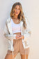 Drawstring Color Block Long Sleeve Jacket