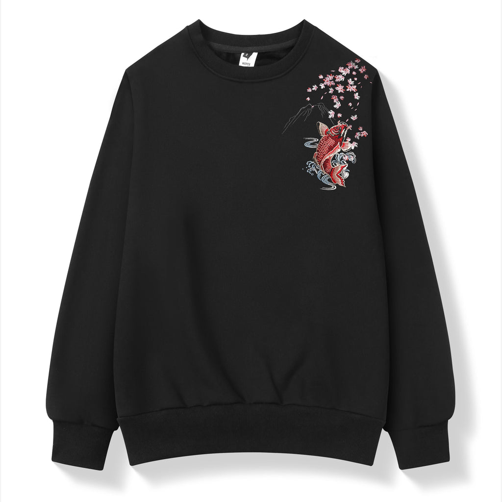 SW9197 Embroidered Red Koi Fish Sweater Niepce